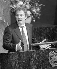 Tony Blair addresses the United Nations (Courtesy of the United Nations)