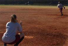 Zenovia Hogue pitching to Ciara Locklear ()