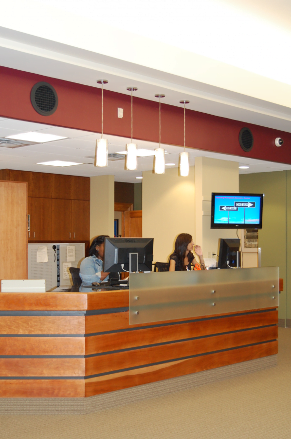 The Hege Library circulation desk is one of many areas on campus to have been renovated over the summer. (Photo by Brittany Moore.)