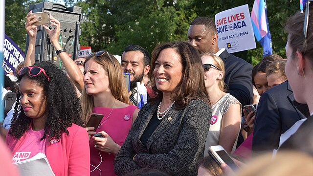 Vice President Kamala Harris joins a health care rally outside the Capitol in 2020. The presidential candidate often joined protests and rallies to inspire others to use the power of their own voice. 